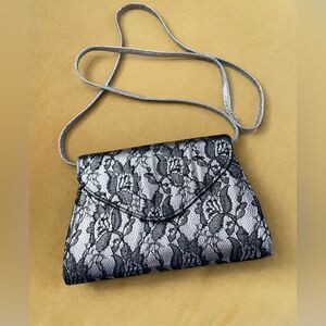 Neiman Marcus Black Lace Clutch Handbag